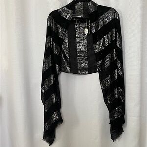 Metallic Stripe Black Scarf Shawl 2 pairs earrings gift sets Mother’s Day Easter